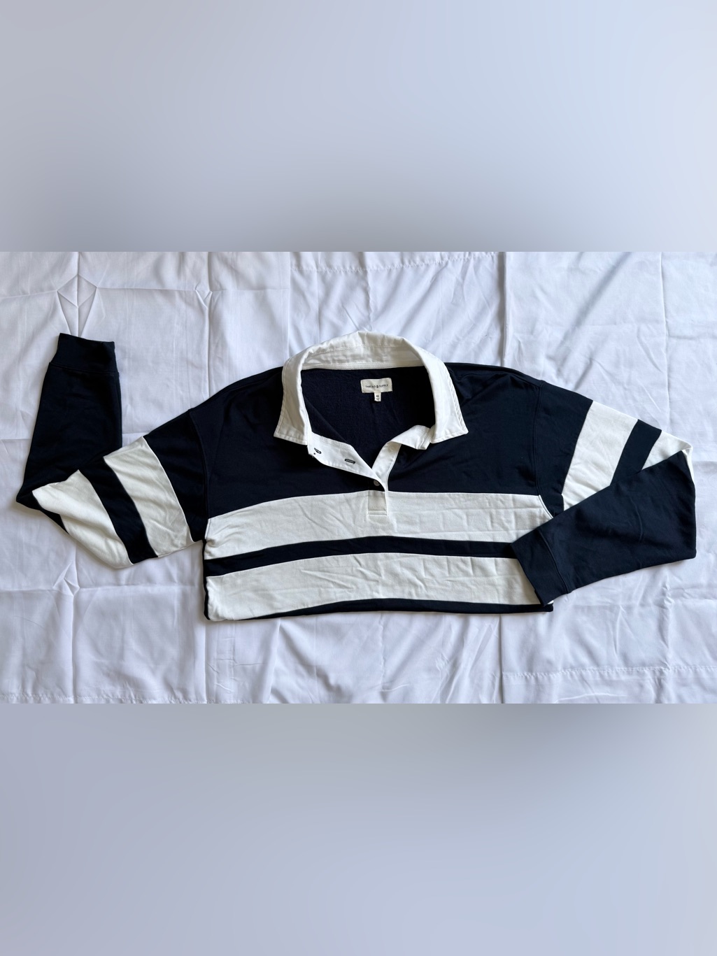 Like New: Thread & Supply Navy With White Contrast Collar Rugby Polo — image 2 of 8